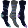 Flexitop Socks | 3 Pack Womens Bamboo Socks - Floral Design