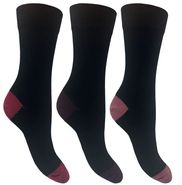 Flexitop Socks | 3 Pack Womens Bamboo Socks - Black
