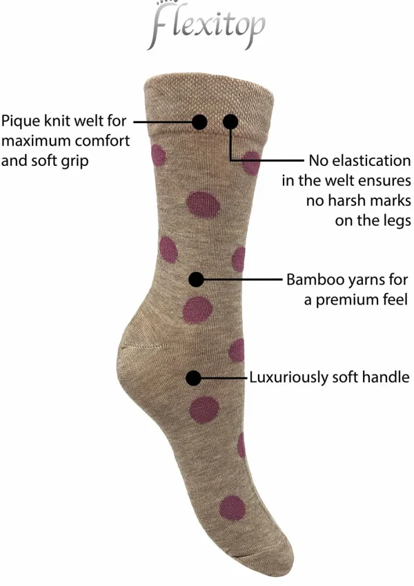 Flexitop Socks | 3 Pack Womens Bamboo Socks - Oat Spot