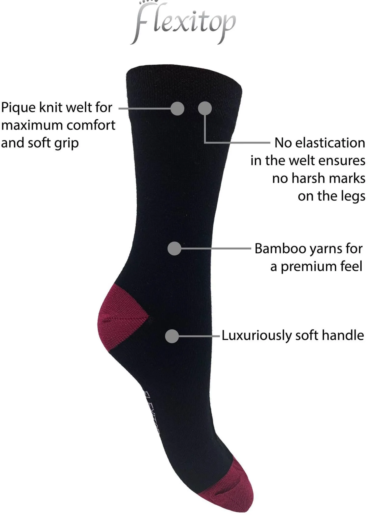 flexitop__pack_womens_bam_2.webp Flexitop Socks | 3 Pack Womens Bamboo Socks - Coloured Heel