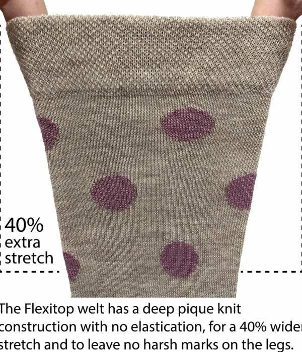 Flexitop Socks | 3 Pack Womens Bamboo Socks - Oat Spot