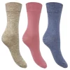 Flexitop Socks | 3 Pack Womens Cotton Rich Socks - Blue/Pink/Beige