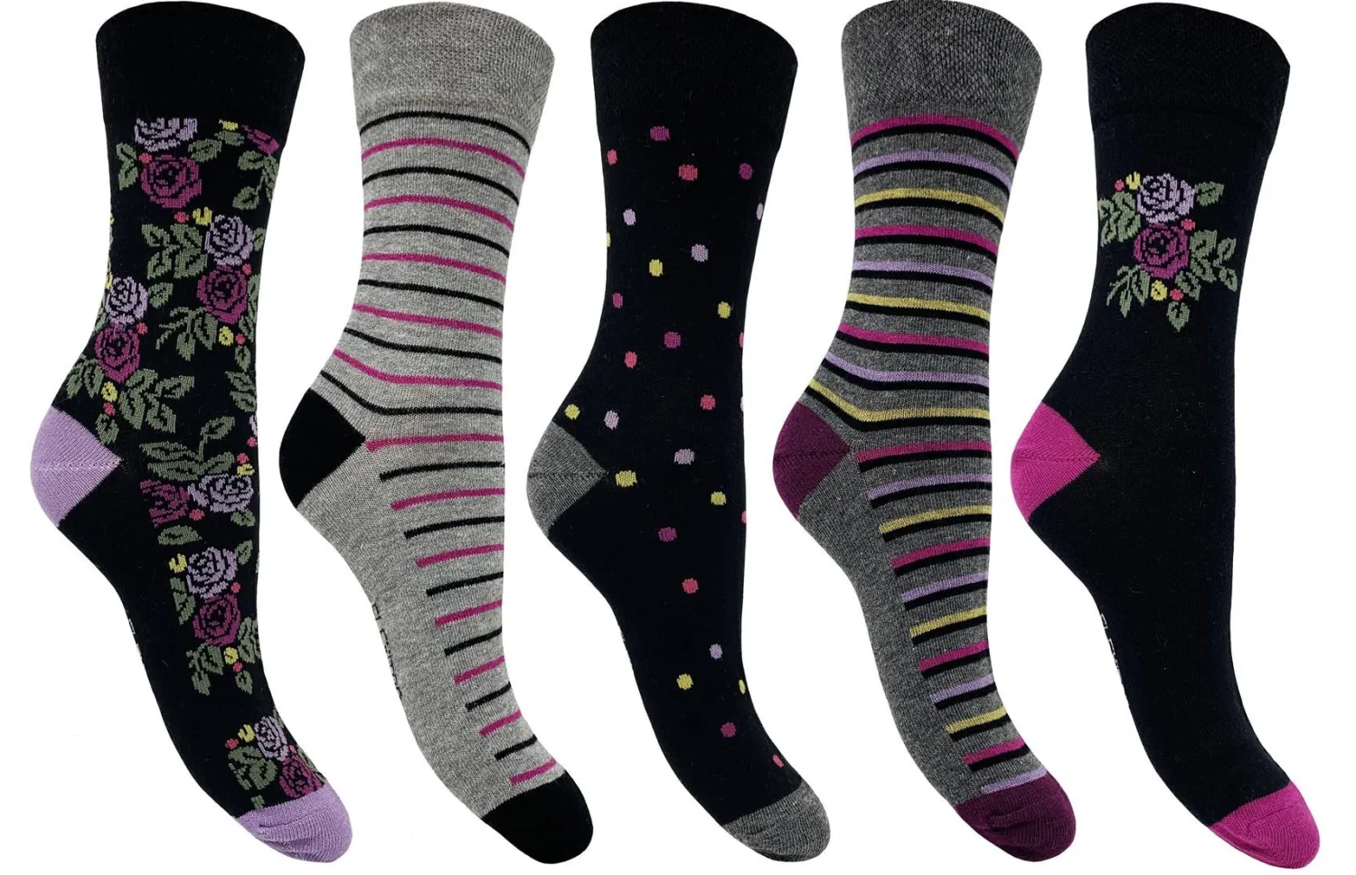 flexitop__pack_womens_cot_0-14.webp Flexitop Socks | 5 Pack Womens Cotton Rich Socks - Black Floral