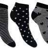 Flexitop Socks | 5 Pack Womens Cotton Rich Trainer Socks - Black Heart