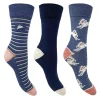 Flexitop Socks | 3 Pack Womens Cotton Rich Socks - Blue Bunnies