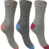 Flexitop Socks | 3 Pack Womens Cotton Rich Socks - Grey