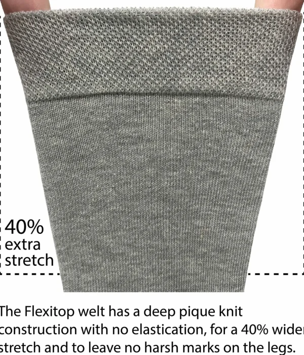 Flexitop Socks | 3 Pack Womens Cotton Rich Socks - Grey