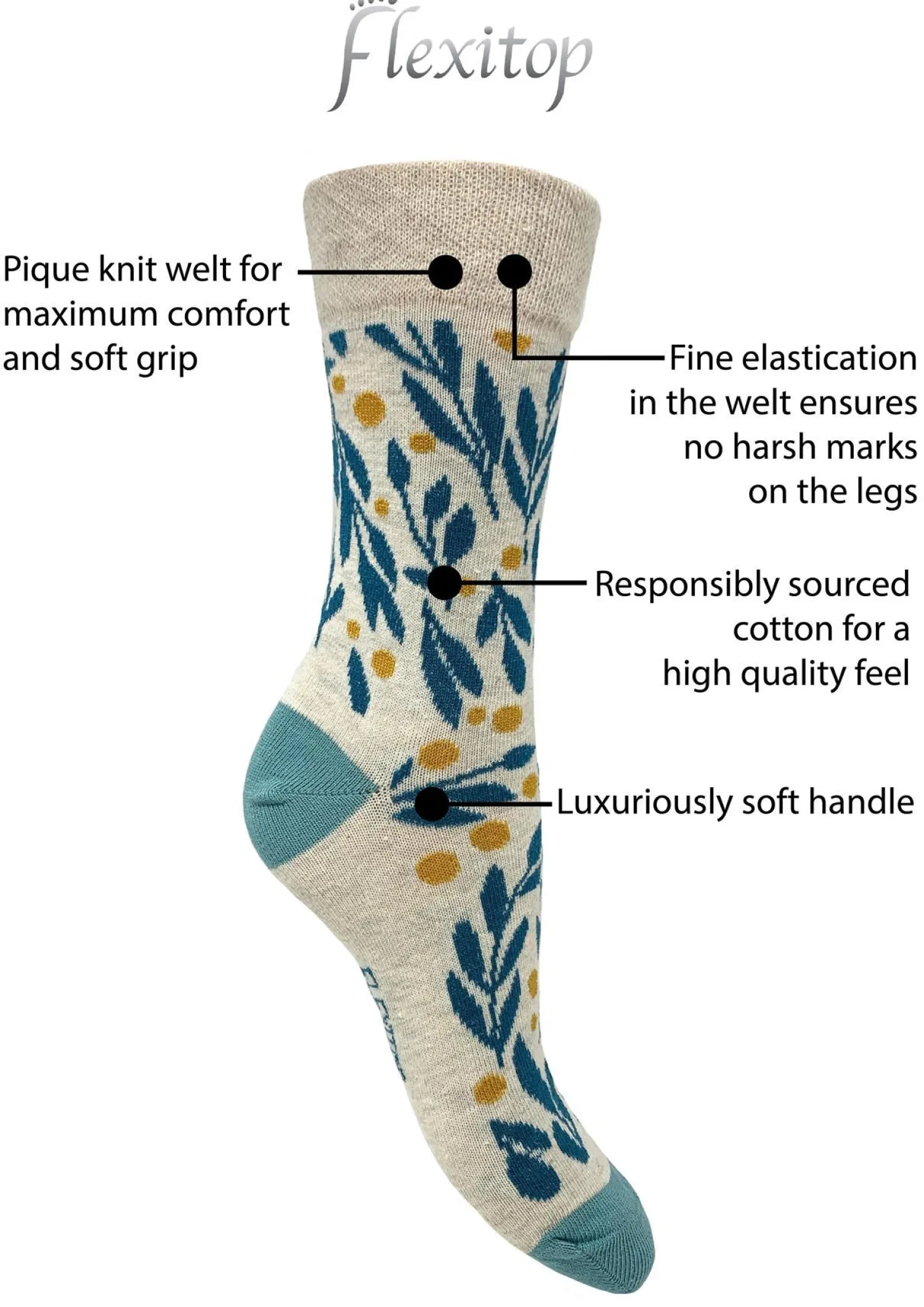 flexitop__pack_womens_cot_2-6.webp Flexitop Socks | 3 Pack Womens Cotton Rich Socks - Leaf Design
