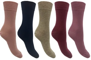 Flexitop Socks | 5 Pack Womens Cotton Rich Socks - Pink Mix