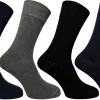 Men * Flexitop Mens 4 Pack Bamboo Socks - Navy/Grey
