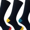 Men Flexitop Mens 3 Pack Dress Socks - Black Contrast Heel