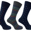 Men Flexitop Mens 3 Pack Dress Socks - Navy Geo Print
