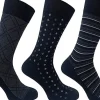 Men Flexitop Mens 3 Pack Dress Socks - Black Mixed Design