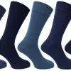 Men Flexitop Mens 5 Pack Dress Socks - Denim Mix