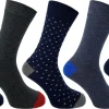 Men Flexitop Mens 5 Pack Dress Socks - Navy Spot