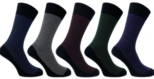 Men Flexitop Mens 5 Pack Dress Socks - Feeder Stripe