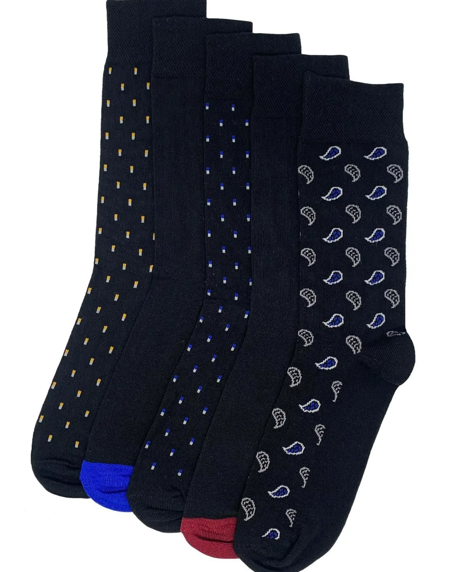 flexitop_mens__pack_dress_1-3.webp Men Flexitop Mens 5 Pack Dress Socks - Black Paisley Mix
