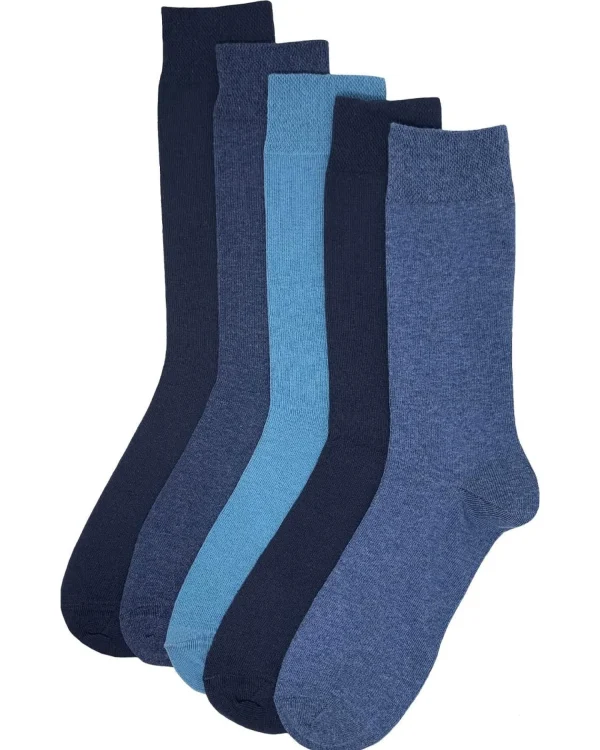 Men Flexitop Mens 5 Pack Dress Socks - Denim Mix