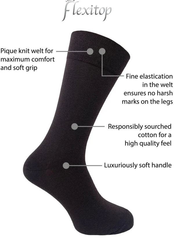 Men Flexitop Mens 3 Pack Dress Socks - Black/Navy/Beige