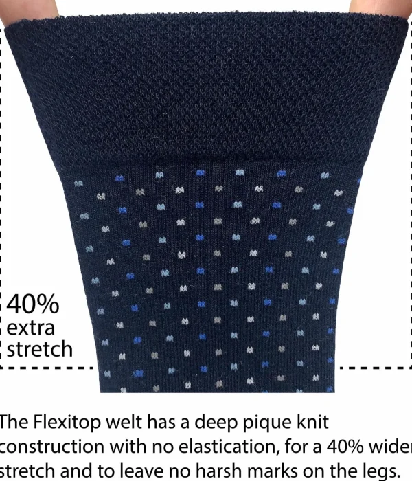 Men Flexitop Mens 5 Pack Dress Socks - Navy Spot