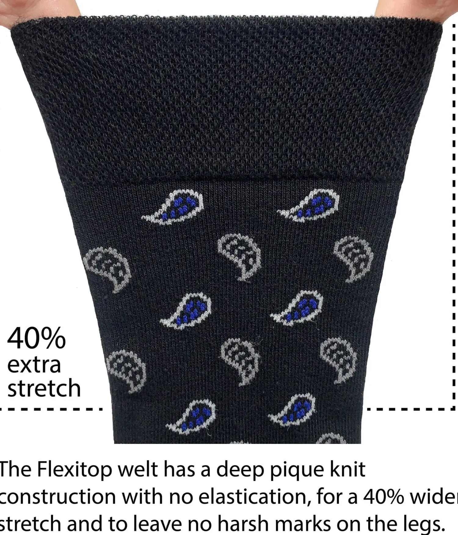 flexitop_mens__pack_dress_3-1.webp Men Flexitop Mens 5 Pack Dress Socks - Black Paisley Mix