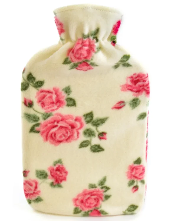 * Floral Print Hot Water Bottle - Cream