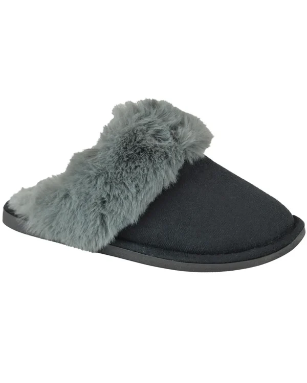 Follow That Dream Slippers | Faux Fur Lined Slippers - Black