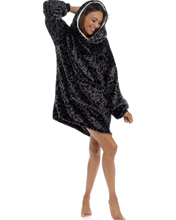 Follow That Dream Loungewear | Leopard Oversized Hoodie - Black