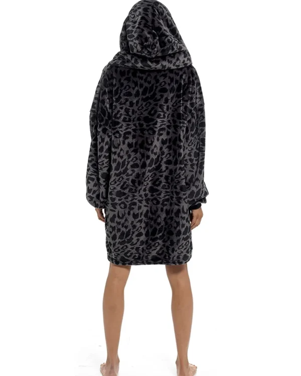 Follow That Dream Loungewear | Leopard Oversized Hoodie - Black