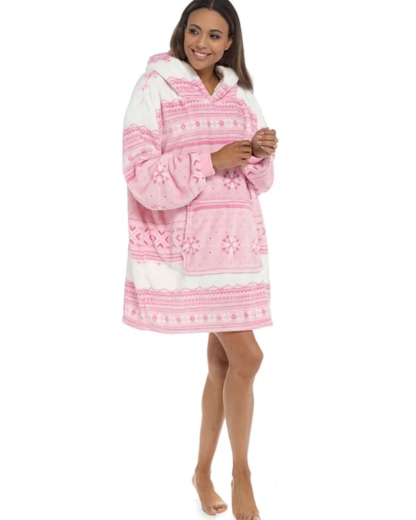 Follow That Dream Loungewear | Pink Fairisle Oversized Hoodie