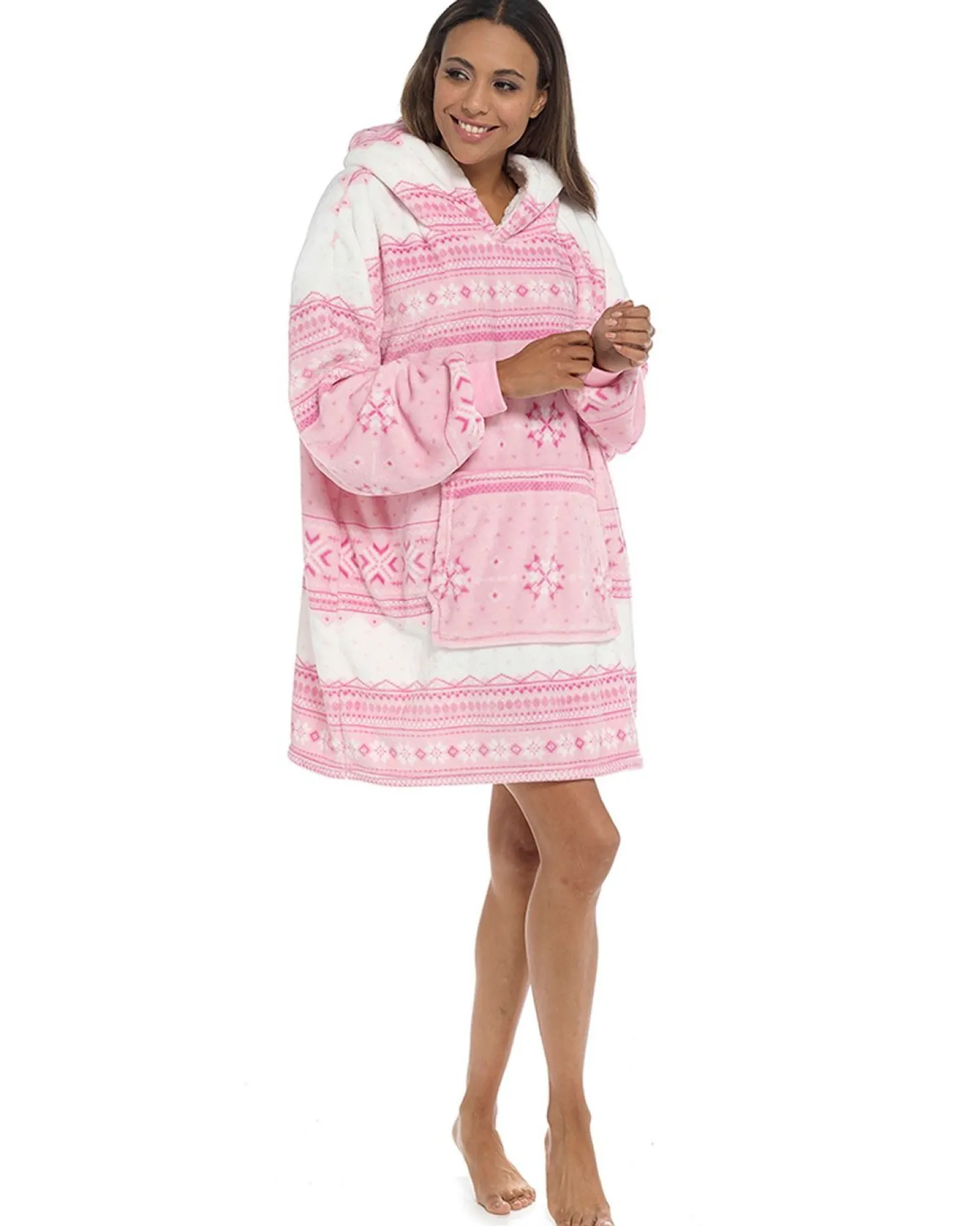 follow_that_dream_pink_fa_1.webp Follow That Dream Loungewear | Pink Fairisle Oversized Hoodie