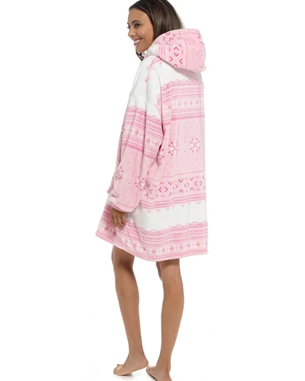 Follow That Dream Loungewear | Pink Fairisle Oversized Hoodie