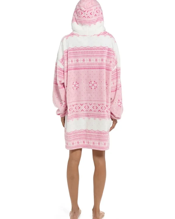 Follow That Dream Loungewear | Pink Fairisle Oversized Hoodie