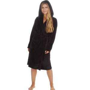 Forever Dreaming Dressing Gowns | Hooded Dressing Gown - Black
