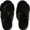Forever Dreaming Slippers | Plush Cross Slippers - Black