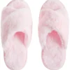 Forever Dreaming Slippers | Plush Cross Slippers - Pink