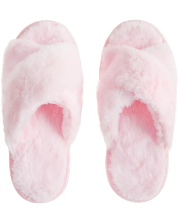 Forever Dreaming Slippers | Plush Cross Slippers - Pink