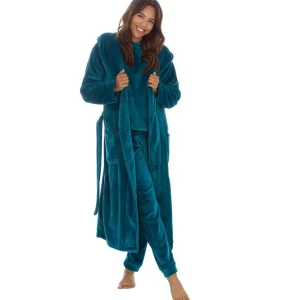 Forever Dreaming Dressing Gowns | Shimmer Fleece Dressing Gown - Teal