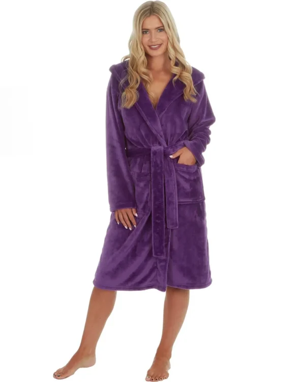 Forever Dreaming Dressing Gowns | Womens Hooded Dressing Gown - Purple