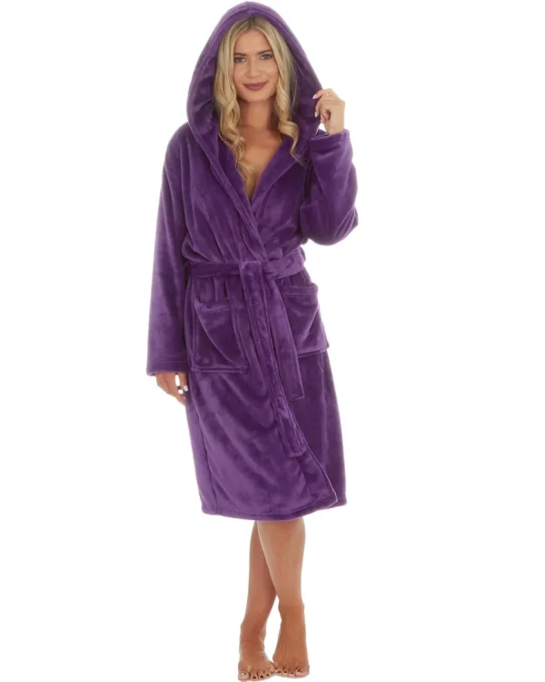 Forever Dreaming Dressing Gowns | Womens Hooded Dressing Gown - Purple