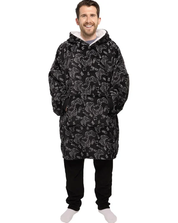 Men Foxbury Black Gaming Oversized Hoodie