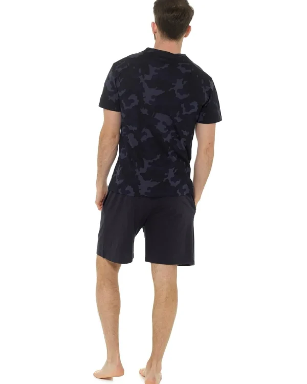 Men Foxbury Blue Jersey Camo Short Pyjamas