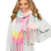 Foxbury Scarves | Bright Rainbow Check Brushed Chunky Knit Scarf