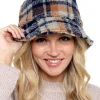 Foxbury Hats | Check Borg Fleece Bucket Hat - Navy