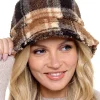 Foxbury Hats | Check Borg Fleece Bucket Hat - Brown