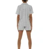 Foxbury Pyjamas | Check Short Pyjamas With Gift Bag - Grey