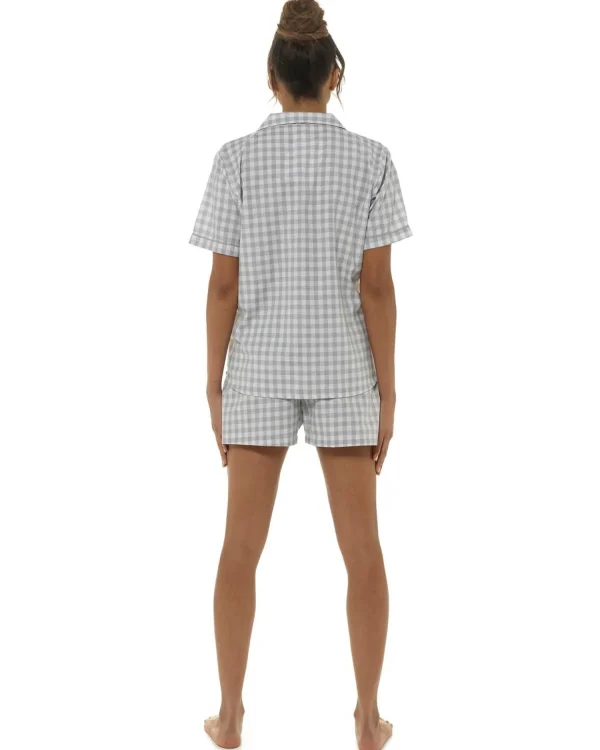 Foxbury Pyjamas | Check Short Pyjamas With Gift Bag - Grey
