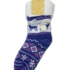 Foxbury Socks | Fairisle Feather Yarn Slipper Socks - Purple
