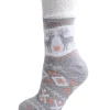 Foxbury Socks | Fairisle Sherpa Lined Slipper Socks - Grey