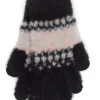 Foxbury Gloves | Fairisle Touch Screen Fluffy Gloves - Black